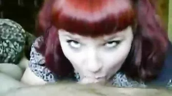 Chubby Goth Redhead Blowjob