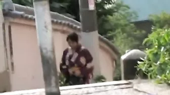 Public Sharking Vid Showing A Japanese Chick In A Kimono