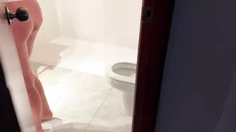 Stepmom Sits On The Toilet And Pisses