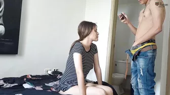 Horny Petite Gives Her Stepbrother Some Good Blowjobs So He Can Fuck Her Pussy Afterwards