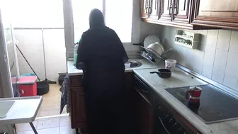 German Grandpa Fucks His Submissive Arab Maid In The Kitchen