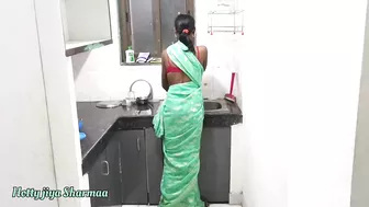 Stepsister Pussy Hard Fucked By Her Step Brother, She Is Wearing A Saree. In Kitchen