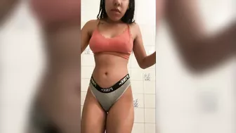 Hot Amateur Girlfriend Wearing Cute Thong Panties And Sexy Sports Bra On Solo Homemade Video - Real