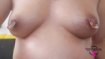 Nippleringlover Pregnant Pierced Milky Tits Kinky Nipple Play With Hooks & Large Gauge Nipple Rings