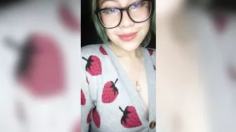 Girl With Glasses And Great Tits Shows Them On Camera