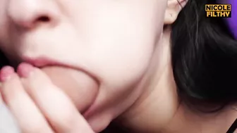 Stepsister Close Up Blowjob - Cum In Mouth