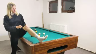 Barefeet Throat Job On The Pool Table