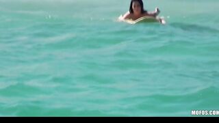 Pervert Spots Super Long-Butt Surfer Jenna J Ross On The Beach