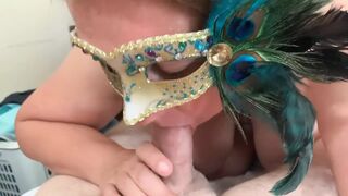 Mskinky Slides On Her Mask To Suck On A Long Penis