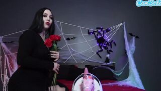 Camsoda - Cutie Dark Haired Cosplay As Morticia Addams Has Orgasm Ride Sex Machine