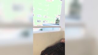 Big Tits Ebony Sucks Bbc In A Public Balcony