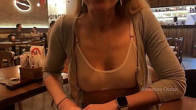 Exposed In Public: First Date In Sheer Top With Nipples Out