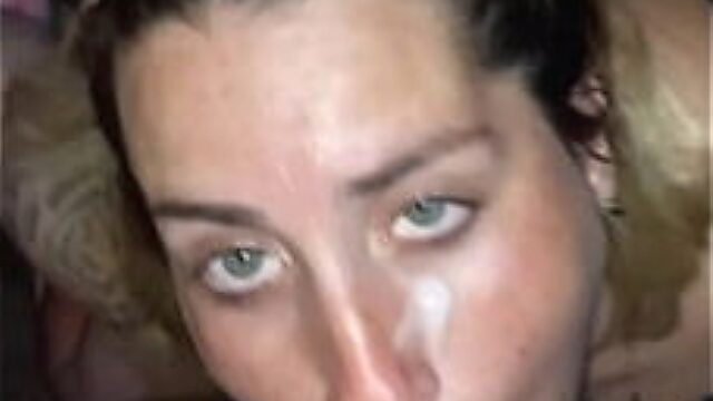 Milk Soaked Cumslut Takes It All On Face