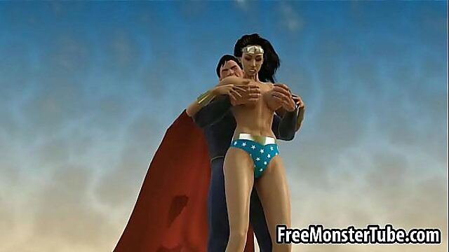 Superman Gets A Heavenly Blowjob From 3D Wonder Woman