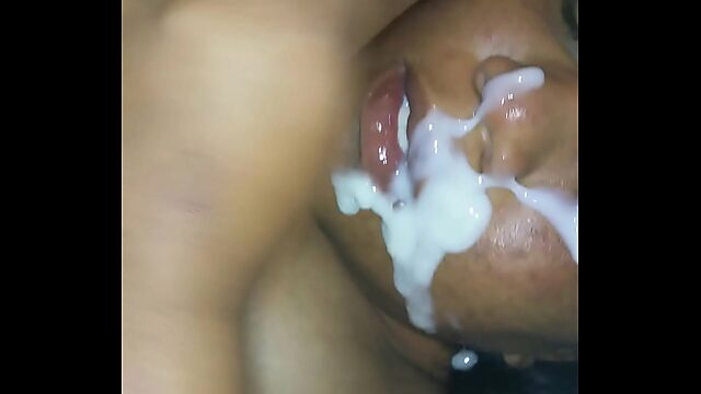 Ebony Wife Takes A Messy Facial Like A Champ