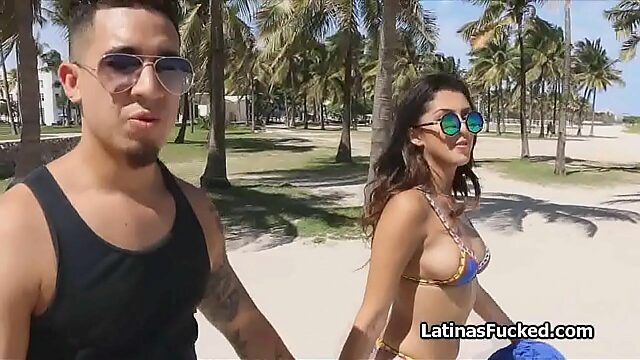 Latina Beach Babe Sucks And Fucks With Fine Ass