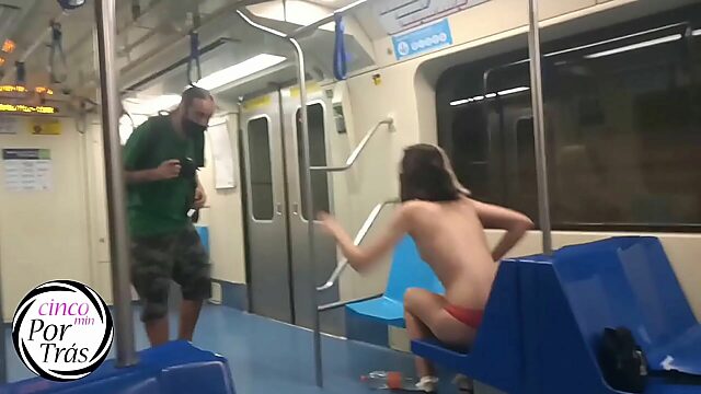 Sexy Latina Masturbates In Public With A Wild Subway Sprint