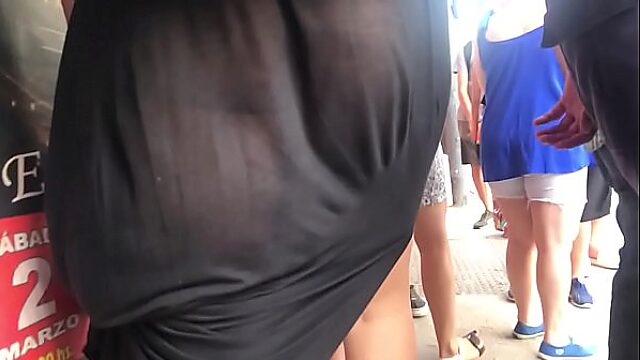 Walking In See-Through Dress, Flaunting Ass In Public