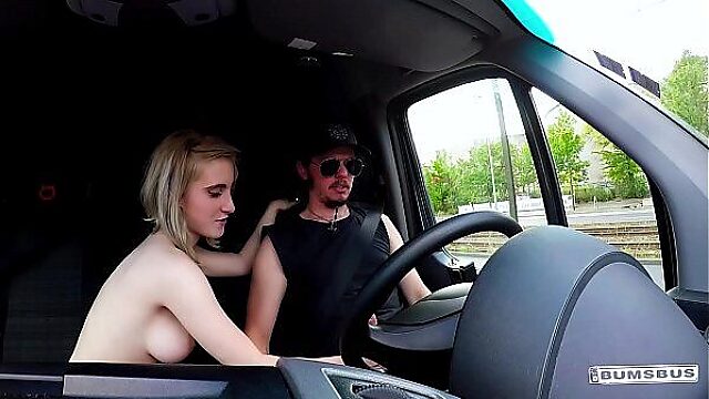 Blondie Gets Outdoor Blowjob And Facial In The Bums Bus