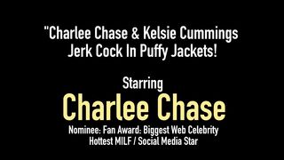 Charlee Chase & Kelsie Cummings Jerk Cock In Puffy Jackets