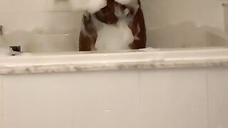 Bubble Bath Fun While Honey Beats His Dick