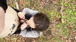 Public Fucking: Horny Slut Sucks And Fucks In The Woods