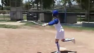 Little April Plays With Herself After A Game Of Baseball