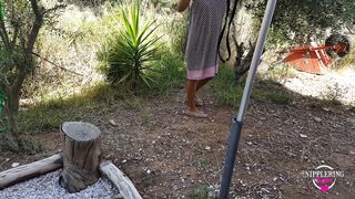 Nippleringlover Peeing Outdoor No Panty No Bra Pierced Tits & Pussy Flash Stretched Nipple Piercings