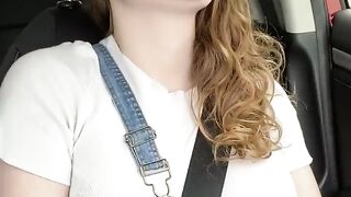 Nerdy Country Girl Rubs Herself In Her Car