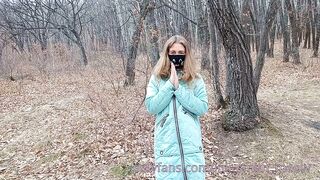 Naked Walk Exhibitionist Girl In The Autumn Forest