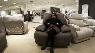 Flashing My Pussy And Getting It Licked In Macy's Home Furniture! Hubby Licks My Pussy