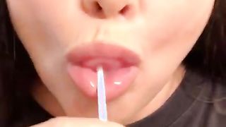 Marcy Diamond Giving Sloppy Blowjob To Lollipop With Tons Of Spit