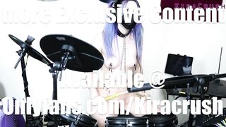 Cute Bondage Girl Wears Nipple Clamps & Plays Drums Naked (Billy Talent - Try Honesty)