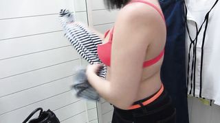 Nudity In Public Places, Brunette With A Juicy Ass In The Fitting Room And On The Street Without Panties