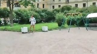 Outdoor Sex In A Public Park Gets This Girl In White Pantihose Extremely Excited