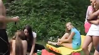 Lovely Slim Girls Went Camping With A Group Of Horny Guys And Had Sex With Them