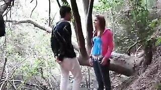 Quick Forest Sex With A Cute Spanish Girlfriend With Small Tits And A Lovely Behind