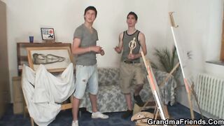 Two Young Painters Bang Granny