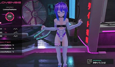 Purple Haired Anime Babe Posing In Her Sexy Lingerie On Cam