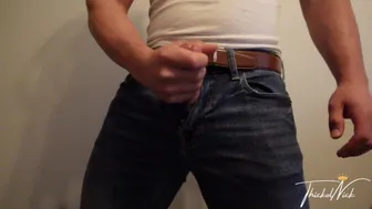 Still In My Work Pants Masturbating - Slowmo Cumshot, Huge Load, Muscular