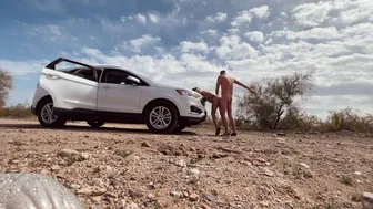 Almost Caught Having Rough Sex In The Desert Next To The Road