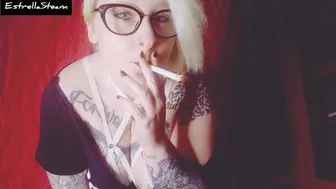 Blonde Smokes A Cigarette While Staring At You