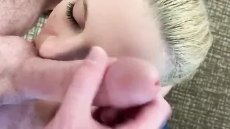 Big Eyed Blonde Takes Massive Facial