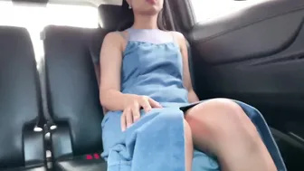 She Ride Black Dildo And Cum In Car