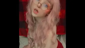 Cute And Kawaii Pink Haired Egirl Does Ahegao And Drools On Herself