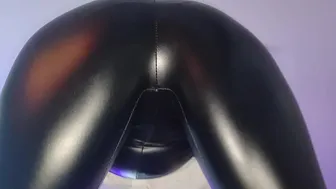 Latex Pants Ass Worship - Sniffing Her Ass In Latex Pants