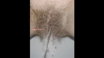 Sensual Slow Motion Piss By Mega Hairy Pussy Up Close