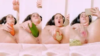 Fruit Salad In My Destroyed Pussy, 3 Giant Fruits! And A Great Orgasm