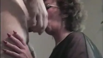 Busty Grandma With Glasses Gives Head And Gets Cum