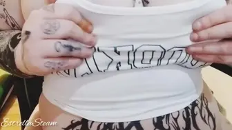 Tattooed Girl Plays With Her Tits